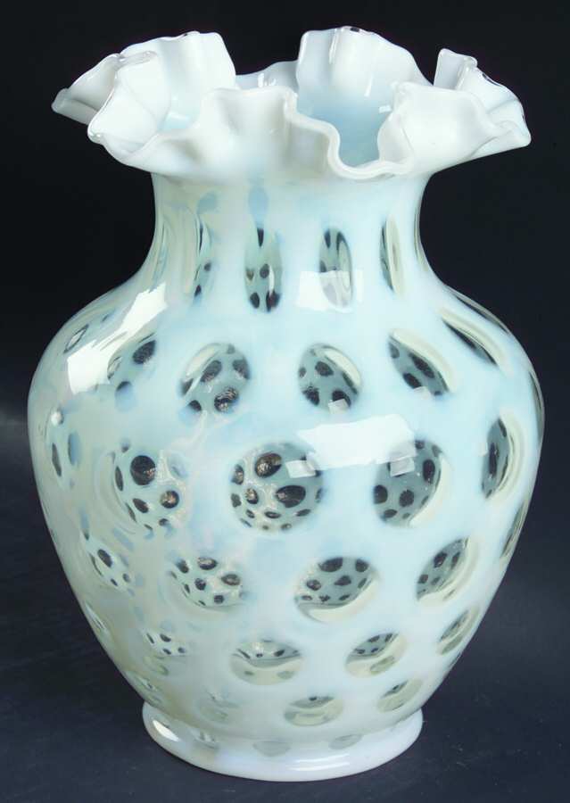 Coin Dot French (Opalescent) 8" Crimped Vase by Fenton-1