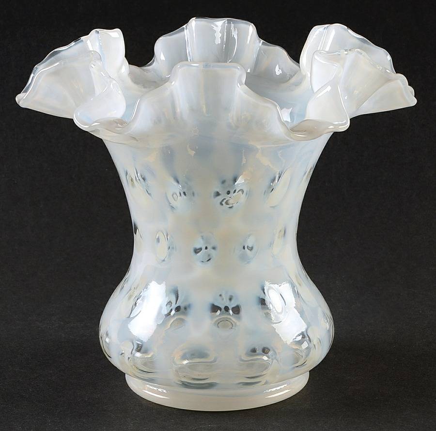 Coin Dot French (Opalescent) 6" Double Crimped Vase by Fenton-1