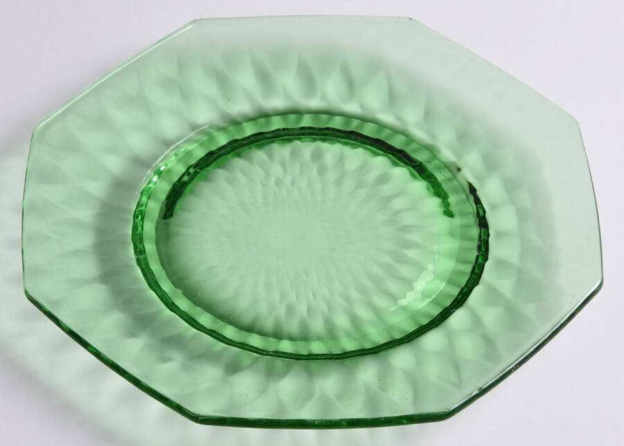 Diamond Optic Green Bread & Butter Plate by Fenton-1