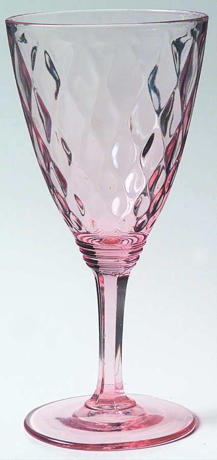 Diamond Optic Pink Water Goblet by Fenton-1