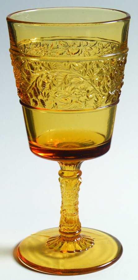 Flower Band Amber Water Goblet by Fenton-1