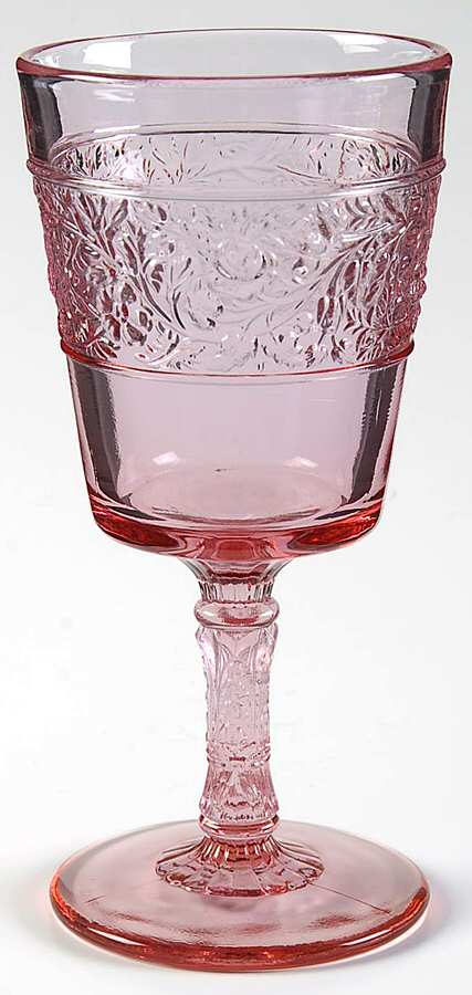 Flower Band Pink Water Goblet by Fenton-1