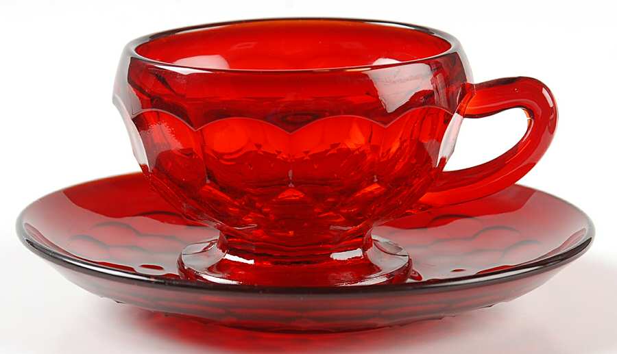 Georgian Ruby Cup & Saucer Set by Fenton-1