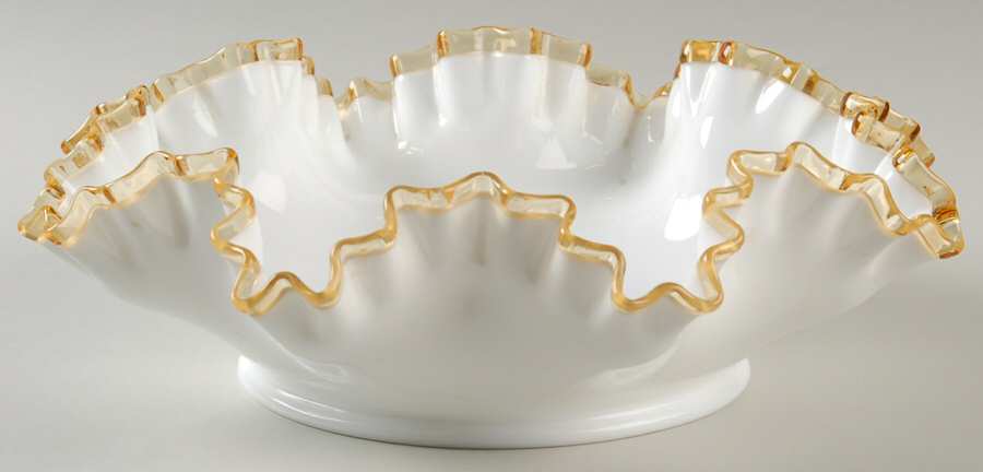 Gold Crest 11" Round Double Crimped Bowl by Fenton-1