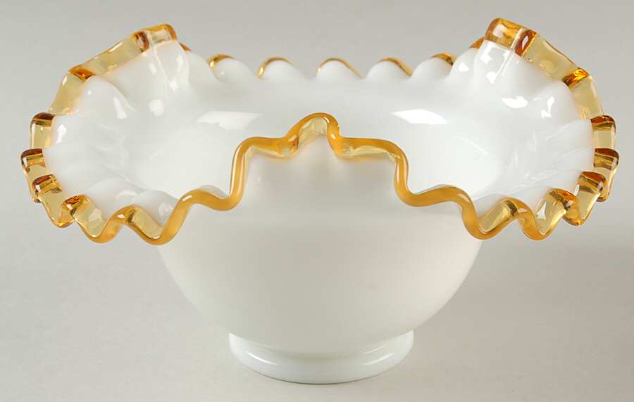Gold Crest 7" Crimped Triangular Bowl by Fenton-1