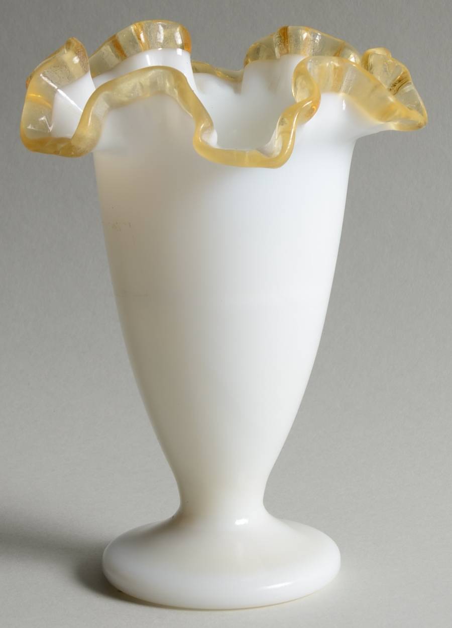 Gold Crest 6" Double Crimped Vase by Fenton-1