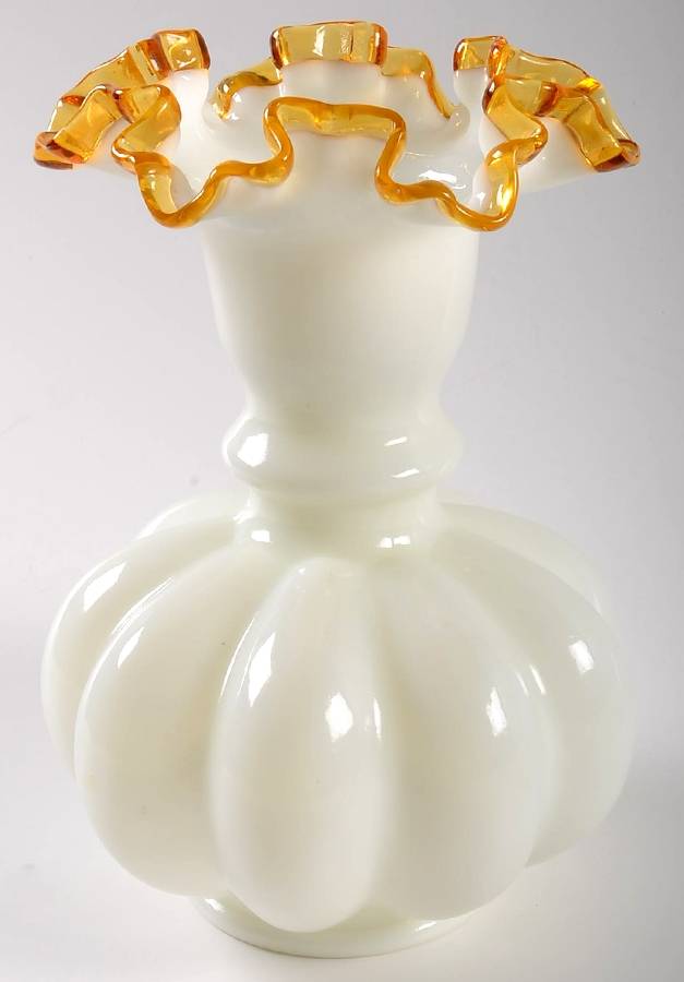 Gold Crest 8" Double Crimped Vase by Fenton-1