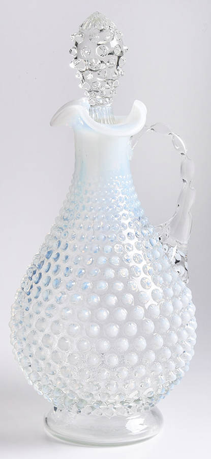 Hobnail French (Opalescent) Handled Wine Decanter & Stopper by Fenton-1