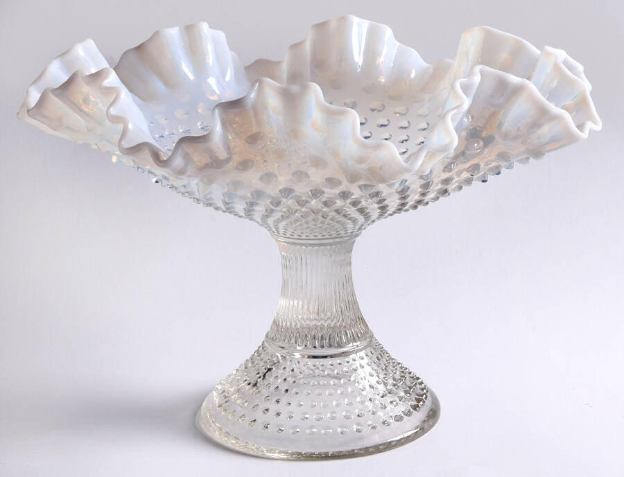 Hobnail French (Opalescent) Round Footed Double Crimped Bowl by Fenton-1