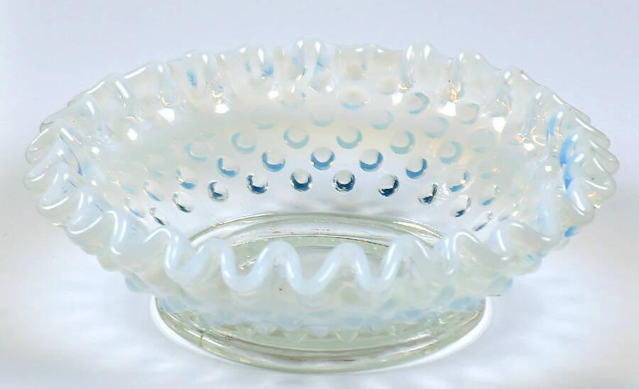 Hobnail French (Opalescent) 5" Crimped Bon Bon by Fenton-1