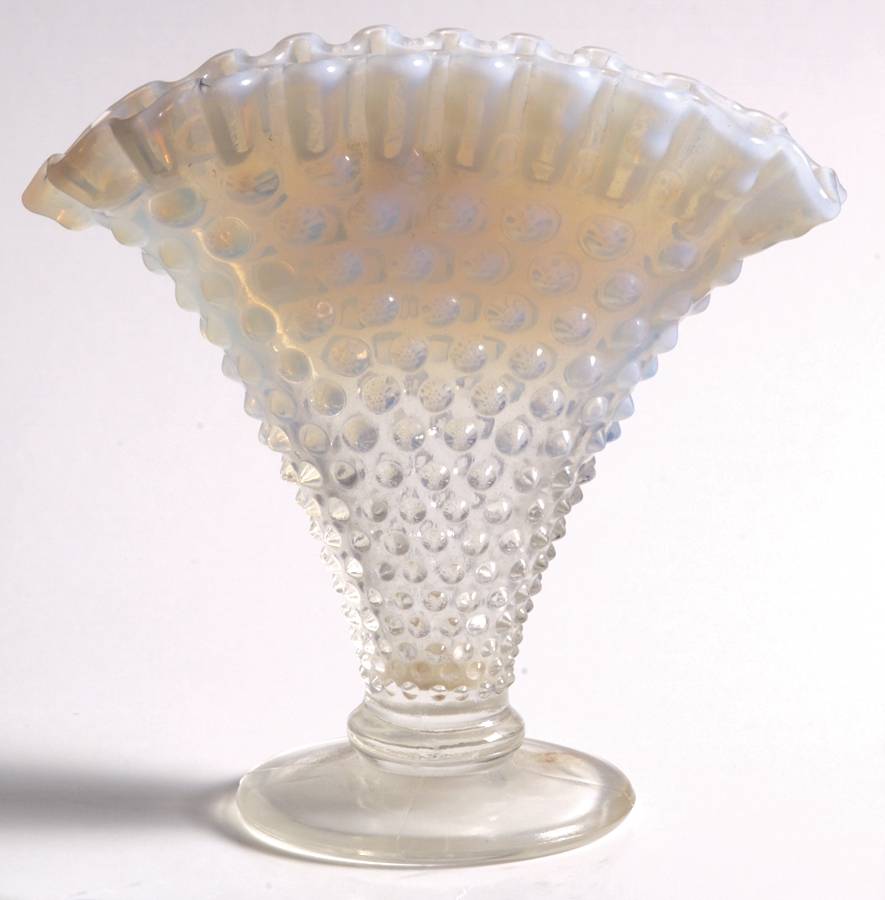 Hobnail French (Opalescent) Small Fan Vase by Fenton-1