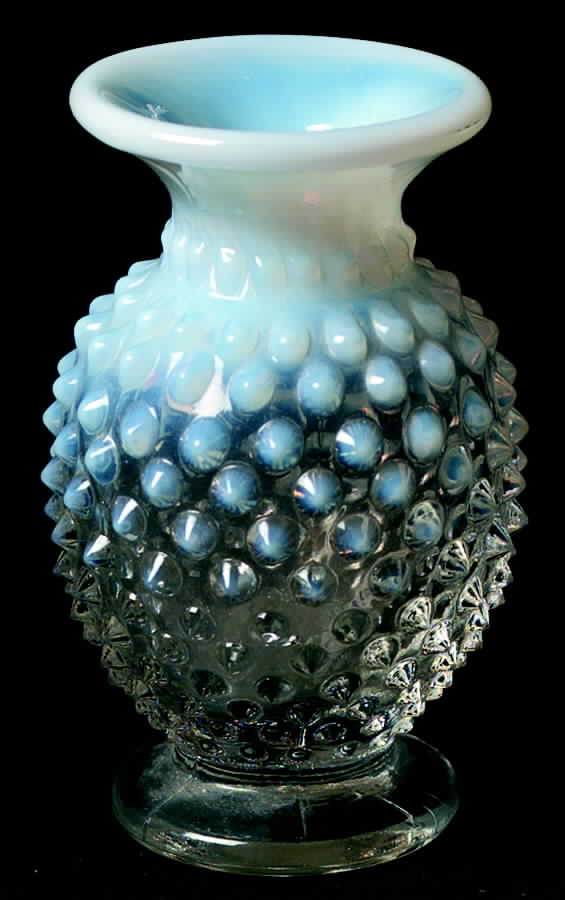 Hobnail French (Opalescent) 4" Miniature Cupped Flared Crimp Vase by Fenton-1