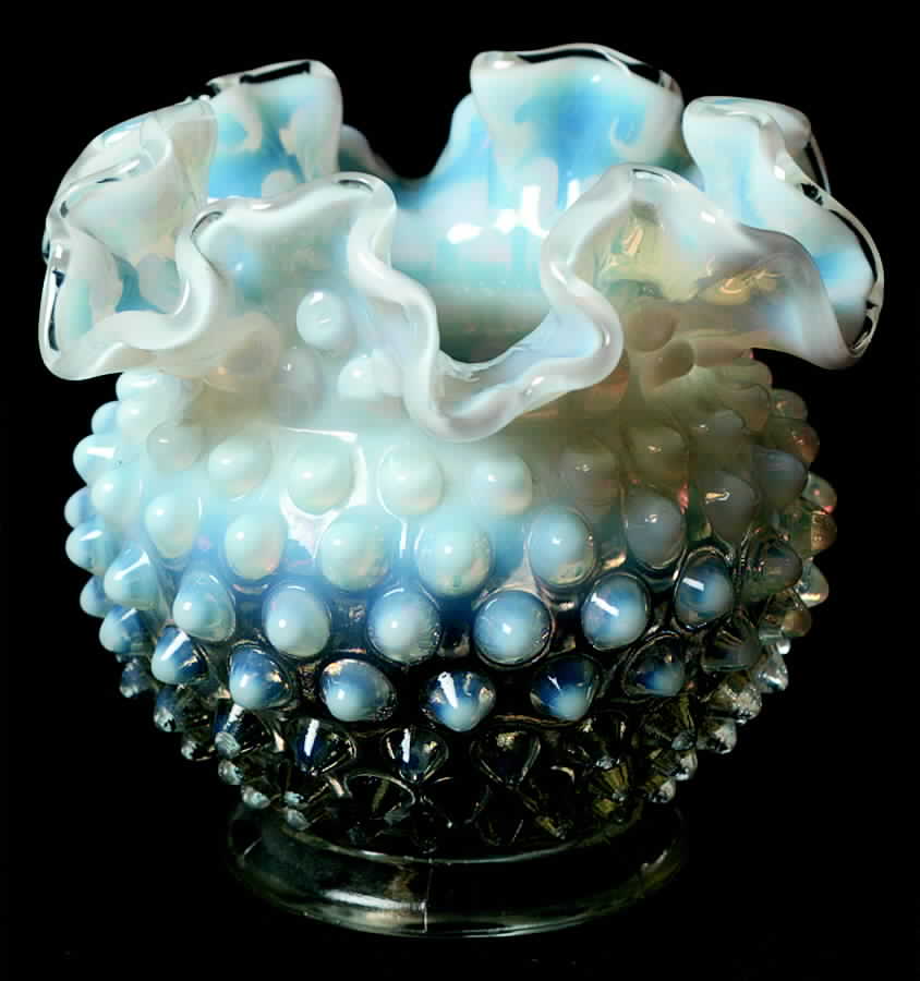 Hobnail French (Opalescent) 4 1/2" Miniature Double Crimp Vase by Fenton-1