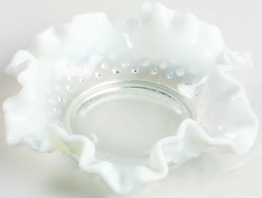 Hobnail French (Opalescent) 7" Double Crimped Bon Bon by Fenton-1