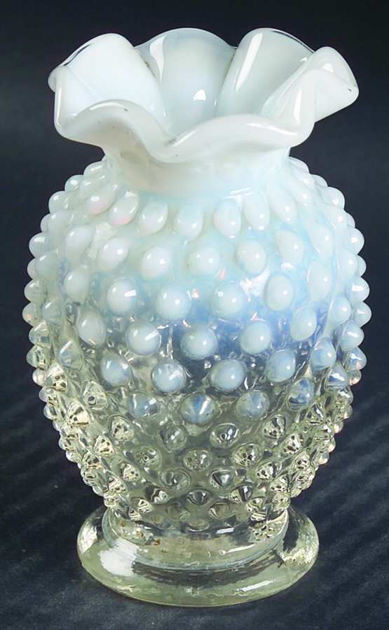 Hobnail French (Opalescent) 4" 8-Point Crimped Cupped Miniature Vase by Fenton-1