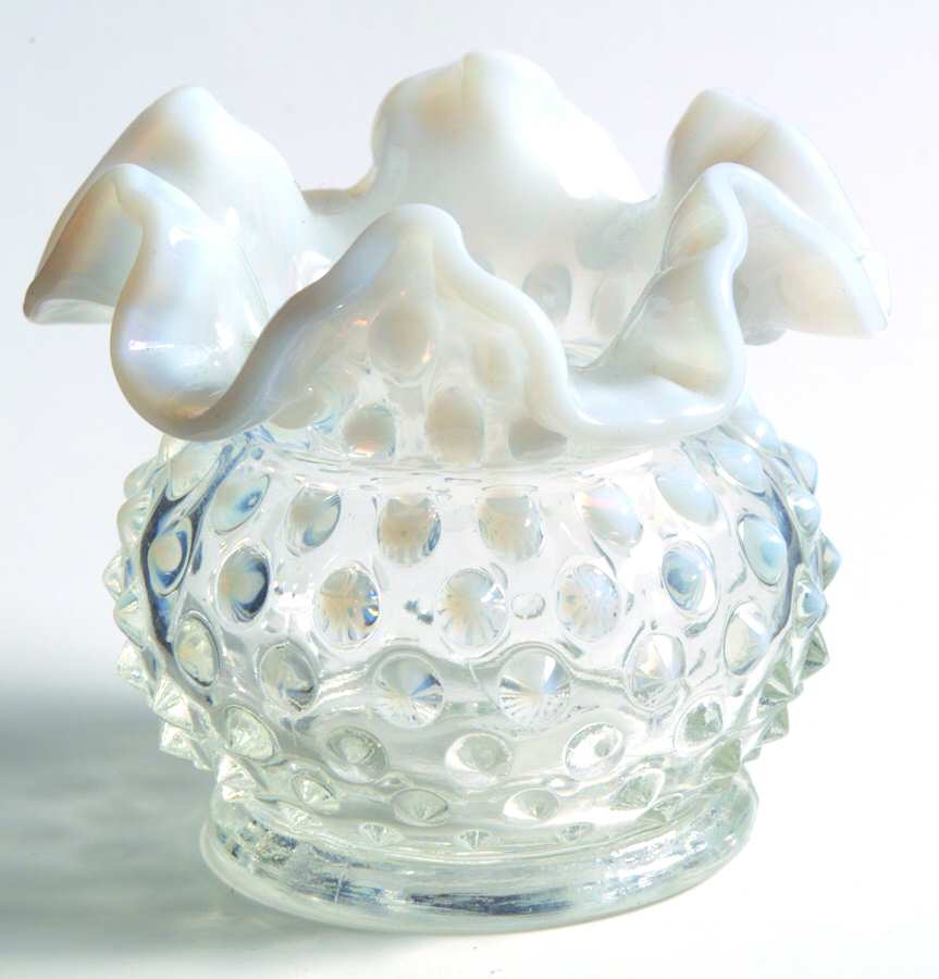 Hobnail French (Opalescent) 3" Double Crimped Vase by Fenton-1