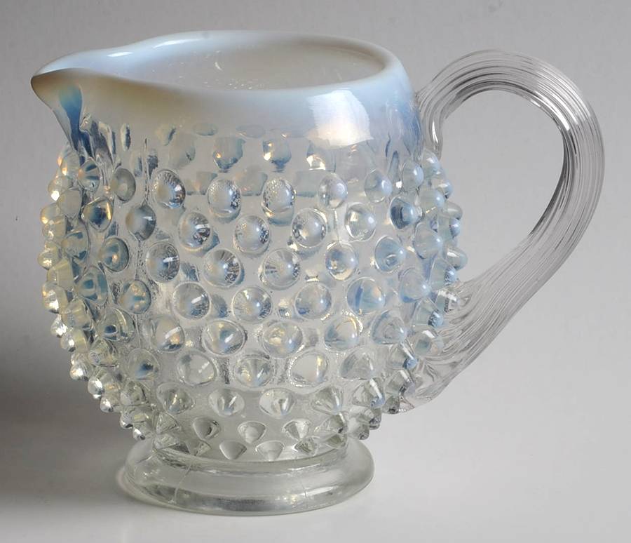 Hobnail French (Opalescent) 4" Ribbed Handled Jug by Fenton-1