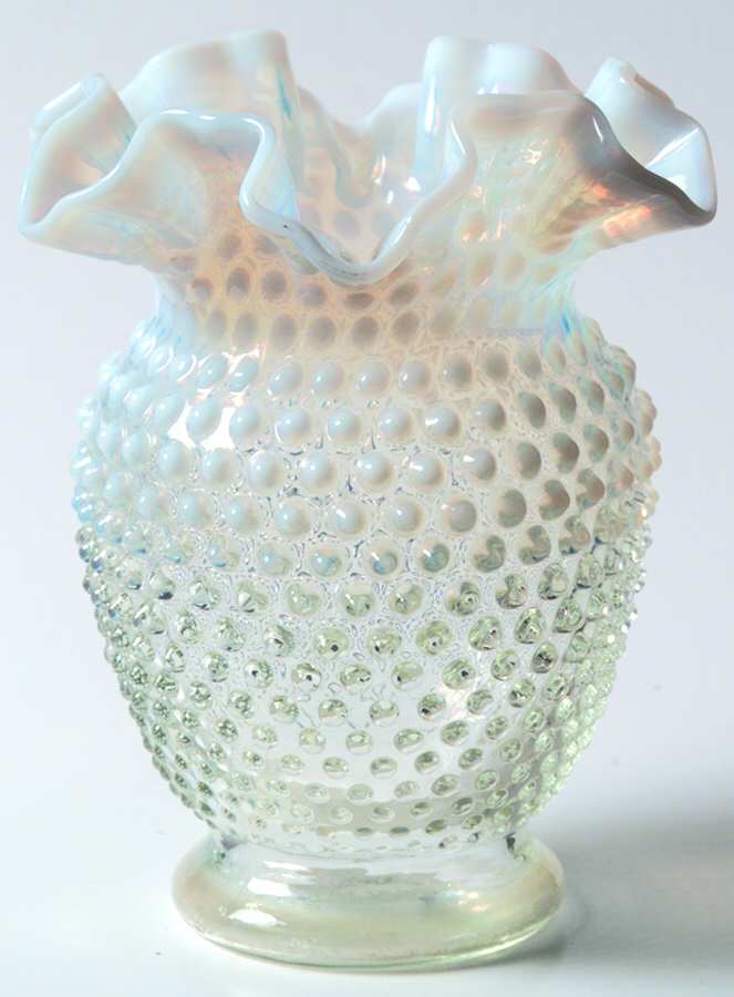 Hobnail French (Opalescent) 6" Double Crimped Vase by Fenton-1
