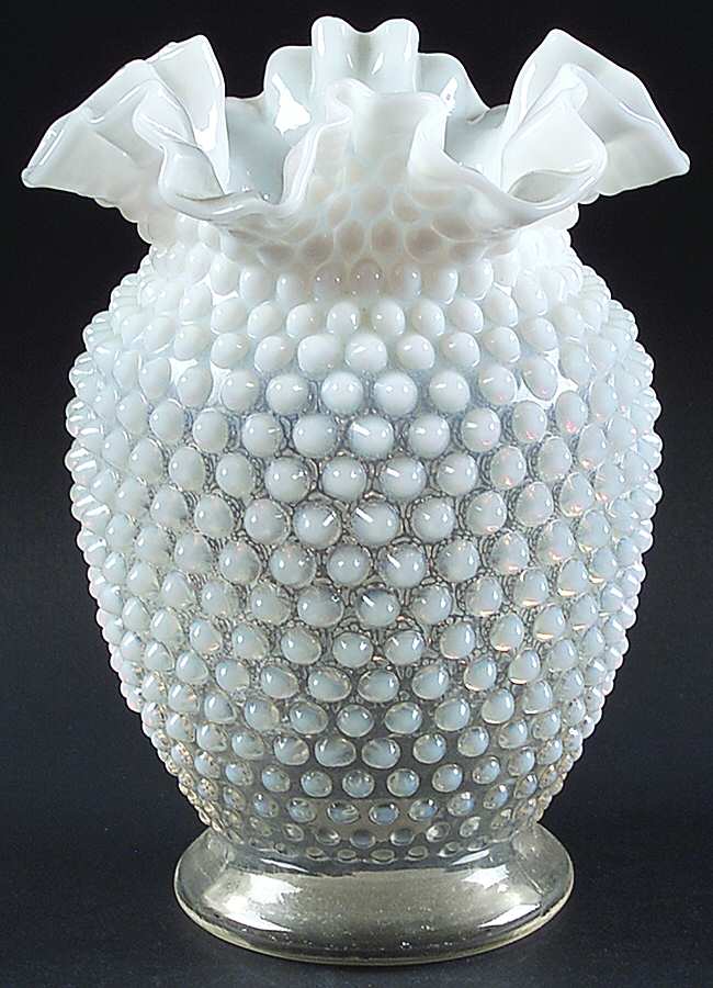 Hobnail French (Opalescent) 8" Double Crimped Vase by Fenton-1