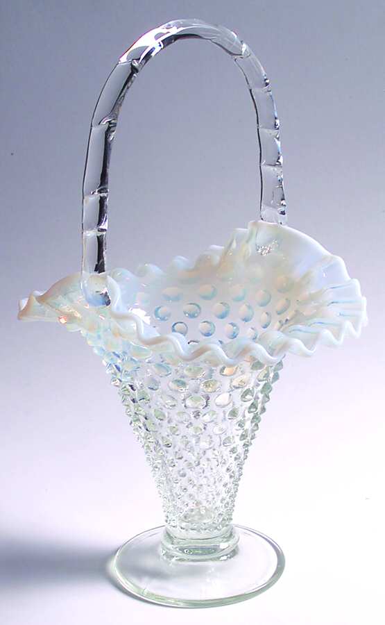 Hobnail French (Opalescent) #389 Hobnail 8" Footed Basket by Fenton-1