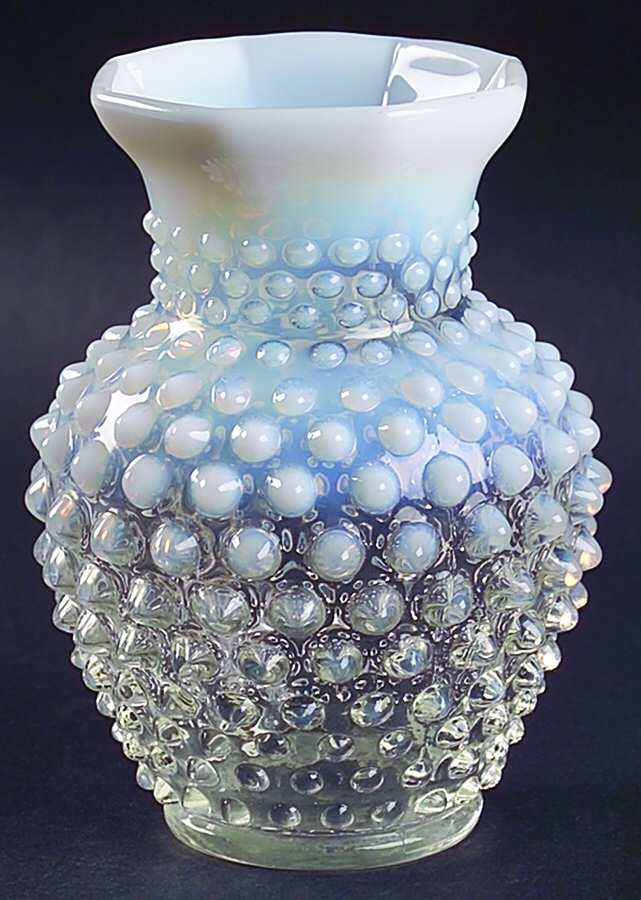 Hobnail French (Opalescent) 5 1/2" Crimped Octagonal Vase by Fenton-1