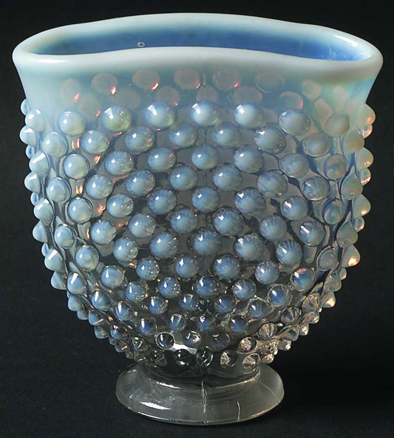 Hobnail French (Opalescent) 4" Miniature Fan Vase by Fenton-1