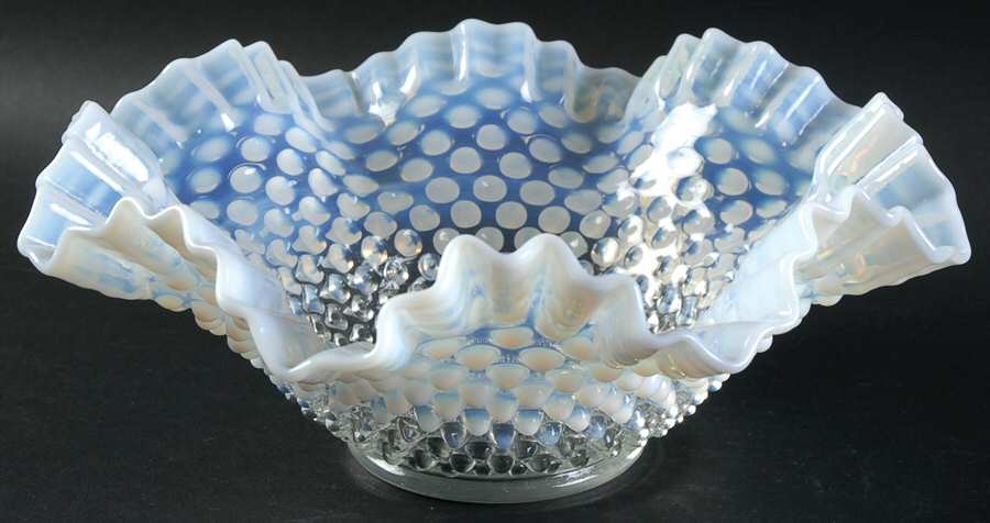 Hobnail French (Opalescent) Crimped Bowl by Fenton-1