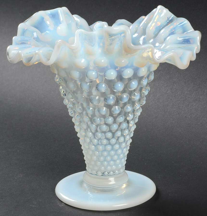 Hobnail French (Opalescent) 6" Footed Triangle Vase by Fenton-1