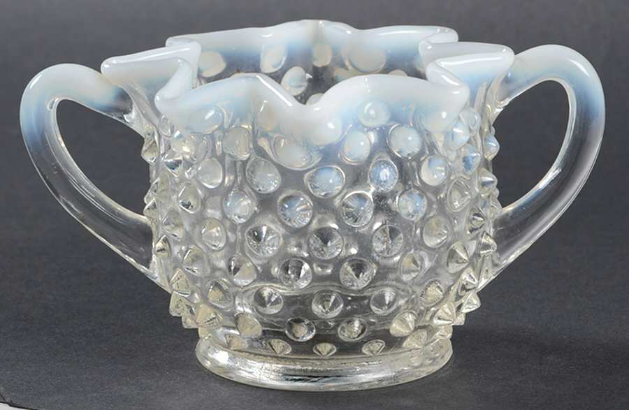 Hobnail French (Opalescent) Star Shape Open Sugar by Fenton-1