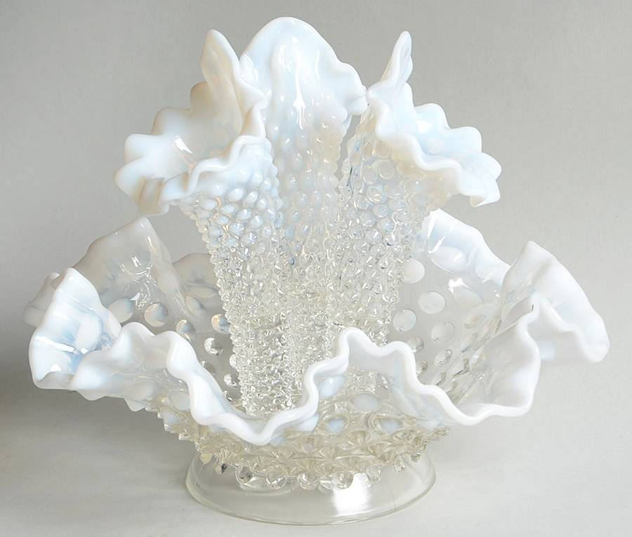 Hobnail French (Opalescent) (4 Piece) Small Epergnette Set by Fenton-1