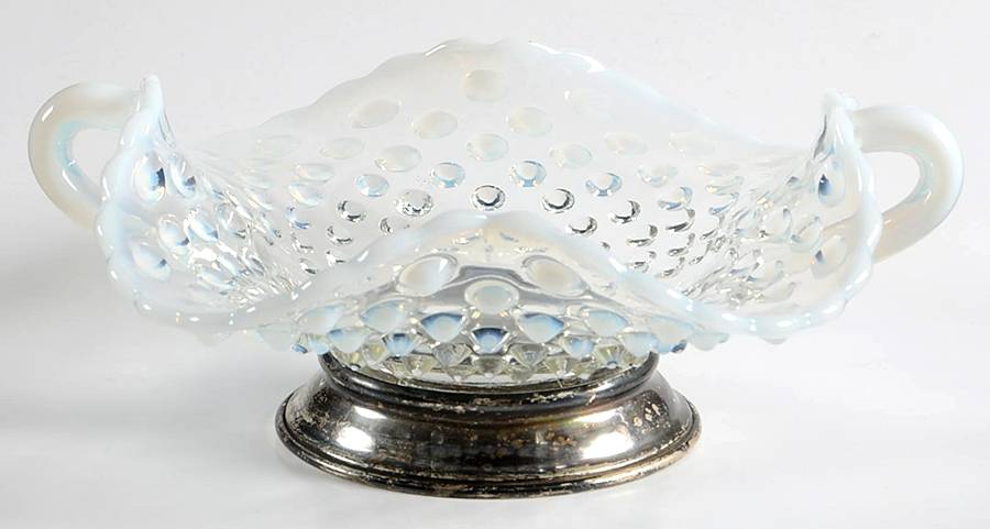 Hobnail French (Opalescent) Sterling Base Bon Bon by Fenton-1