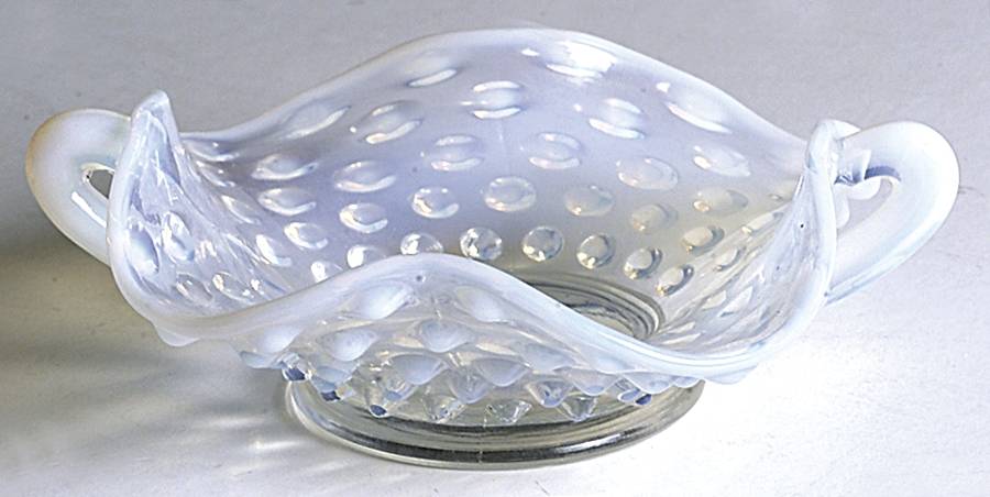 Hobnail French (Opalescent) 4" Handled Bon Bon by Fenton-1