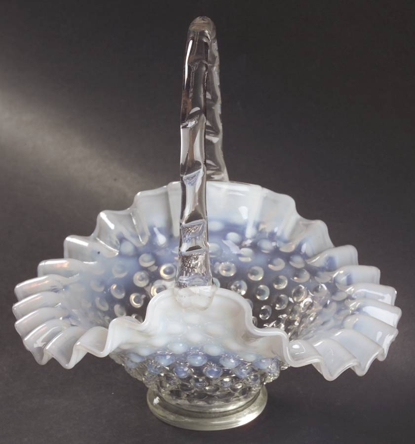 Hobnail French (Opalescent) #389/3837 Hobnail 7" Basket by Fenton-1