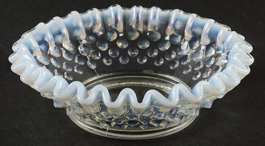 Hobnail French (Opalescent) 6" Flared Bon Bon by Fenton-1