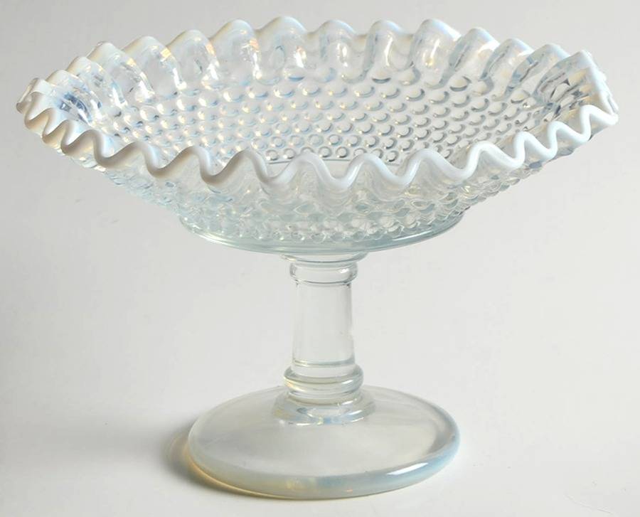 Hobnail French (Opalescent) Round Compote (Height X Width) by Fenton-1