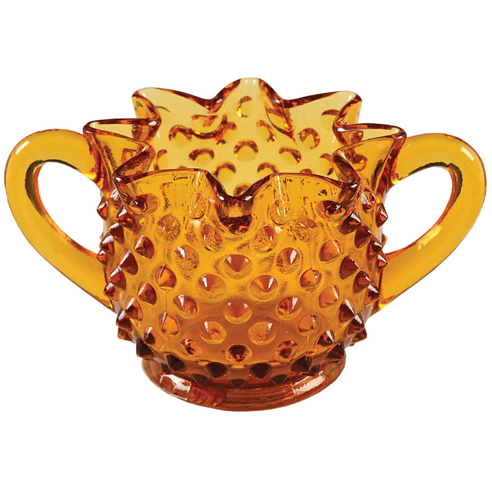 Hobnail Amber (Colonial Amber) Star Shape Open Sugar by Fenton-1