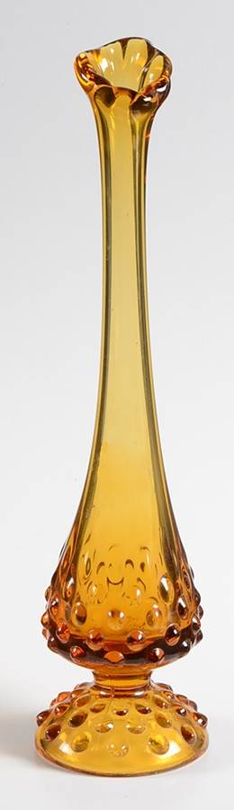 Hobnail Amber (Colonial Amber) #3756 7" To 11" Swung Bud Vase by Fenton-1