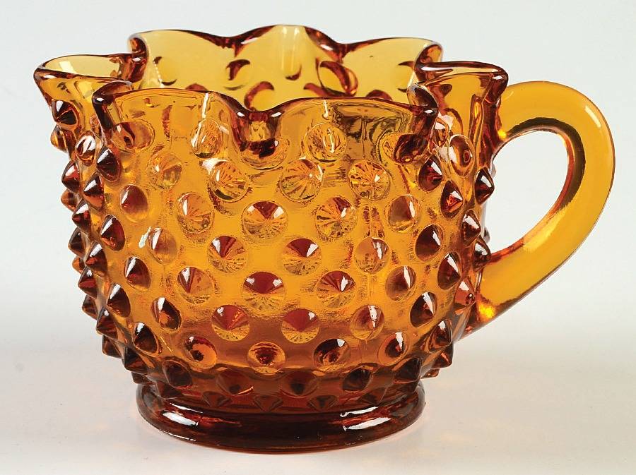 Hobnail Amber (Colonial Amber) Star Shape Creamer, Full Star by Fenton-1
