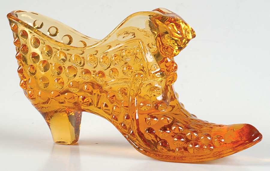 Hobnail Amber (Colonial Amber) Slipper by Fenton-1