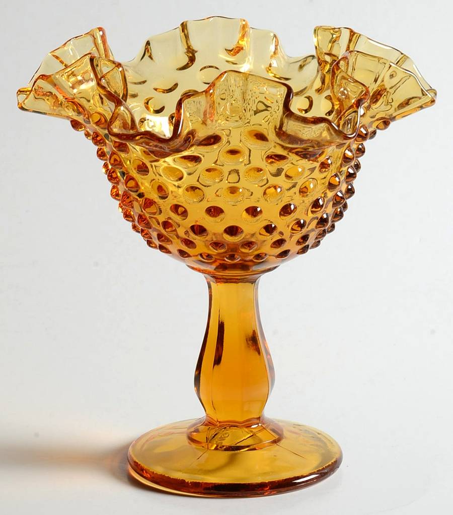 Hobnail Amber (Colonial Amber) Round Compote (Height X Width) by Fenton-1