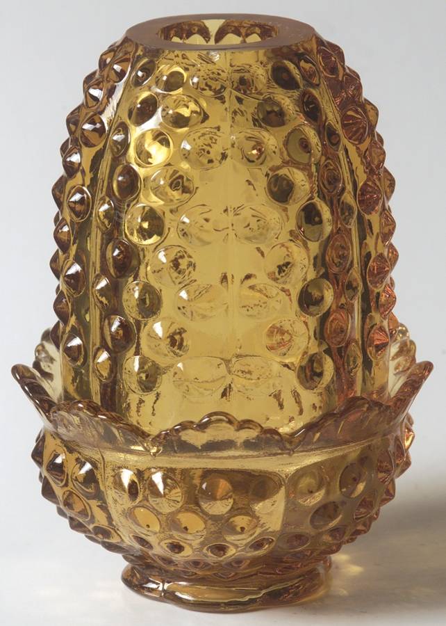 Hobnail Amber (Colonial Amber) (2 Piece) Fairy Lamp by Fenton-1