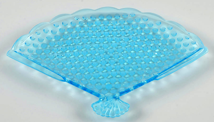 Hobnail Blue (Opalescent) Fan Tray by Fenton-1