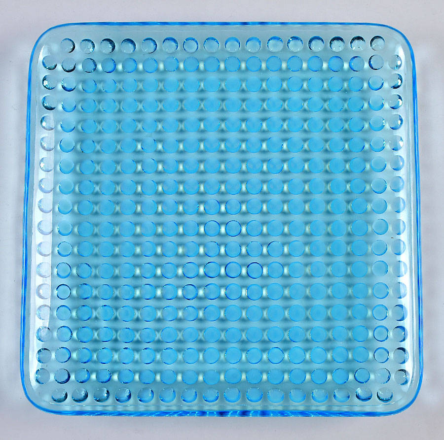 Hobnail Blue (Opalescent) 8" Square Plate by Fenton-1