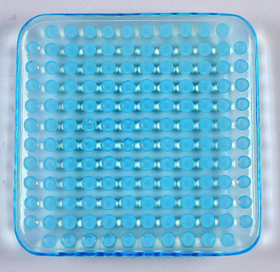 Hobnail Blue (Opalescent) Square Saucer by Fenton-1