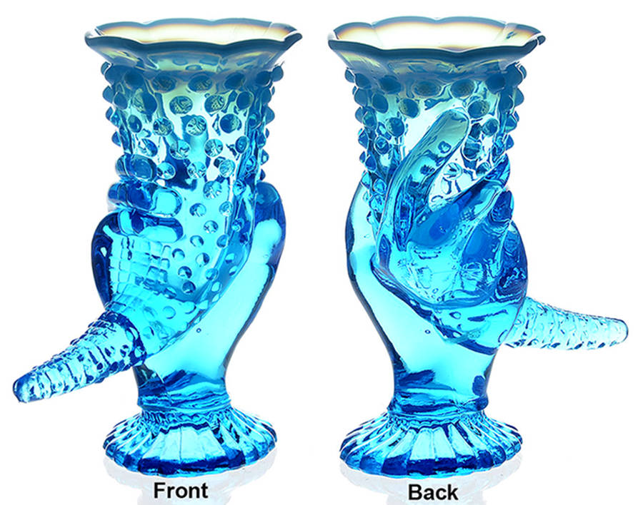 Hobnail Blue (Opalescent) Hand Vase by Fenton-1