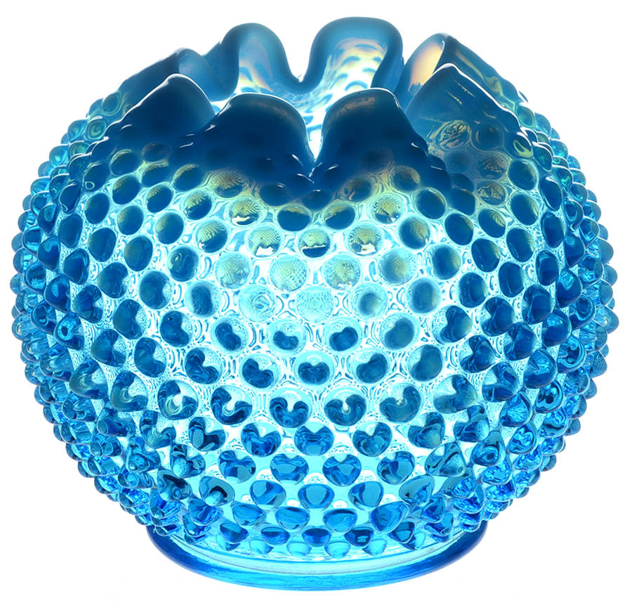 Hobnail Blue (Opalescent) 5" Rose Bowl by Fenton-1