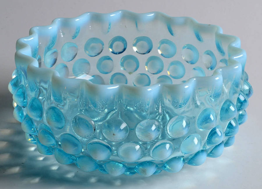 Hobnail Blue (Opalescent) Candy Box No Lid by Fenton-1