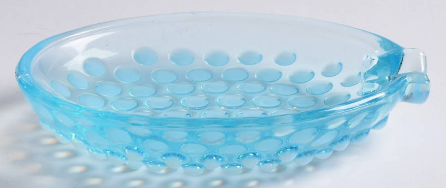 Hobnail Blue (Opalescent) Oval Ashtray by Fenton-1