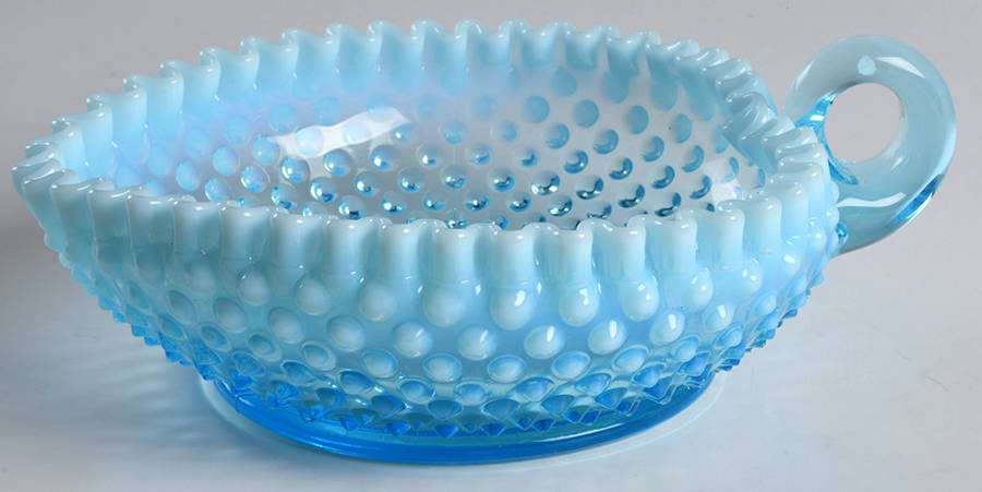Hobnail Blue (Opalescent) Loop Handled Heart Dish by Fenton-1