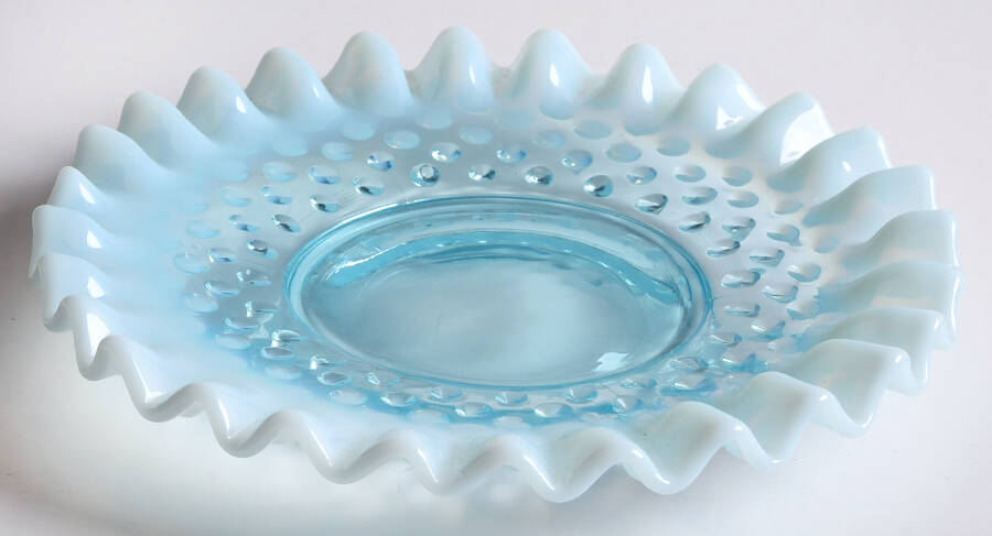 Hobnail Blue (Opalescent) Underplate for Jam/Jelly by Fenton-1